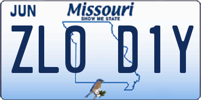MO license plate ZL0D1Y