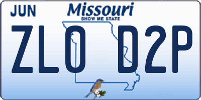 MO license plate ZL0D2P