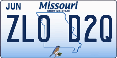 MO license plate ZL0D2Q