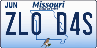 MO license plate ZL0D4S