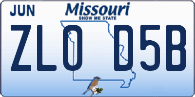 MO license plate ZL0D5B