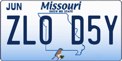MO license plate ZL0D5Y