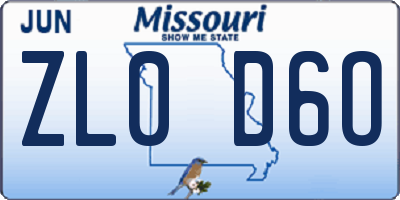 MO license plate ZL0D6O