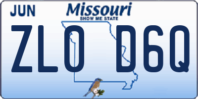 MO license plate ZL0D6Q