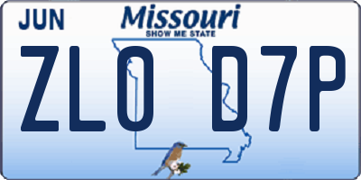 MO license plate ZL0D7P