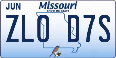 MO license plate ZL0D7S