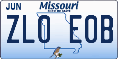 MO license plate ZL0E0B