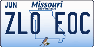 MO license plate ZL0E0C