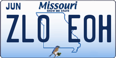 MO license plate ZL0E0H