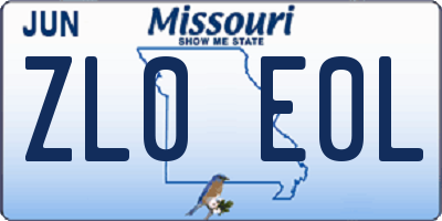 MO license plate ZL0E0L