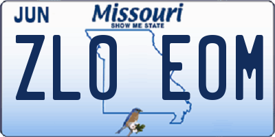 MO license plate ZL0E0M