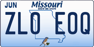 MO license plate ZL0E0Q