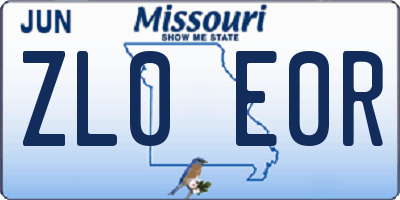 MO license plate ZL0E0R