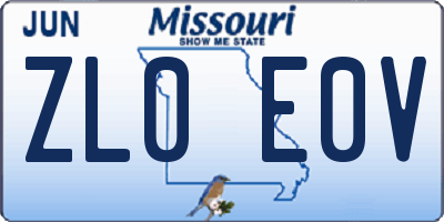 MO license plate ZL0E0V