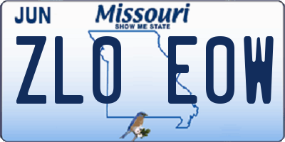 MO license plate ZL0E0W
