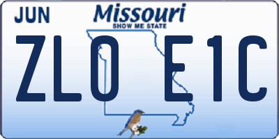 MO license plate ZL0E1C