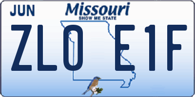 MO license plate ZL0E1F