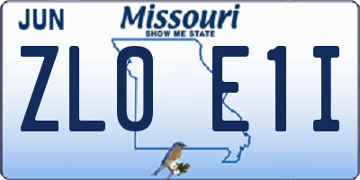 MO license plate ZL0E1I