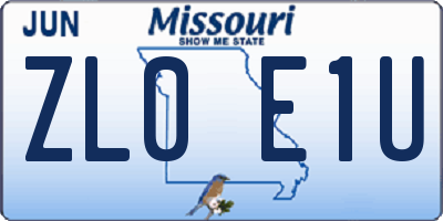 MO license plate ZL0E1U