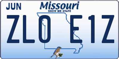MO license plate ZL0E1Z
