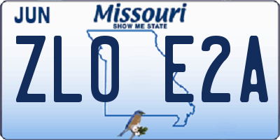 MO license plate ZL0E2A