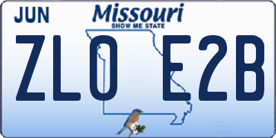 MO license plate ZL0E2B
