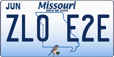 MO license plate ZL0E2E