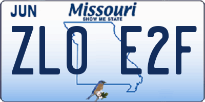 MO license plate ZL0E2F