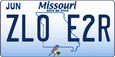 MO license plate ZL0E2R