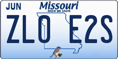 MO license plate ZL0E2S