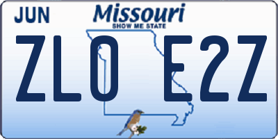 MO license plate ZL0E2Z