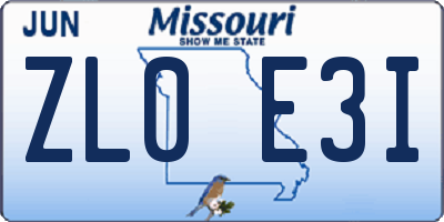 MO license plate ZL0E3I