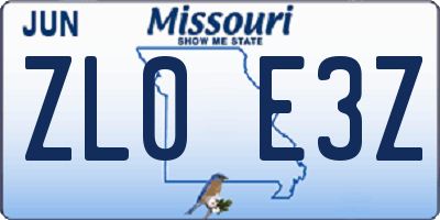 MO license plate ZL0E3Z