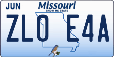 MO license plate ZL0E4A