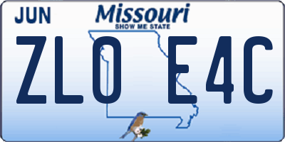 MO license plate ZL0E4C