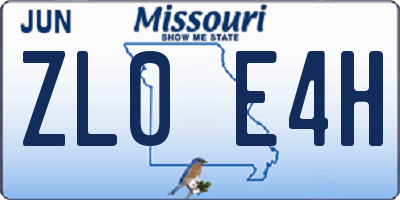 MO license plate ZL0E4H
