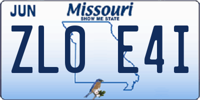 MO license plate ZL0E4I