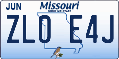 MO license plate ZL0E4J