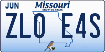 MO license plate ZL0E4S