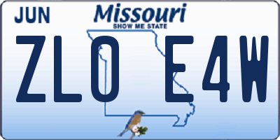 MO license plate ZL0E4W
