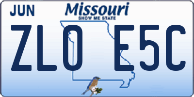 MO license plate ZL0E5C