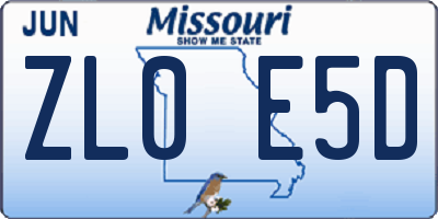 MO license plate ZL0E5D