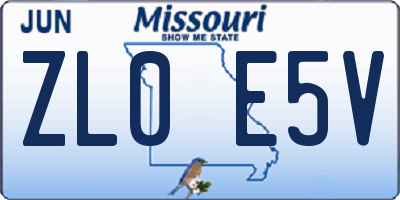 MO license plate ZL0E5V