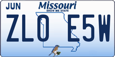 MO license plate ZL0E5W