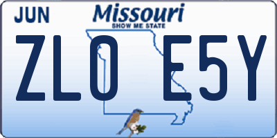 MO license plate ZL0E5Y