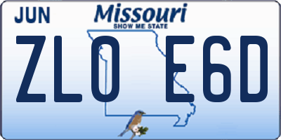 MO license plate ZL0E6D