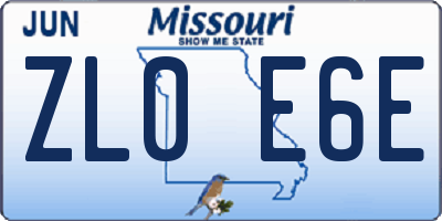 MO license plate ZL0E6E