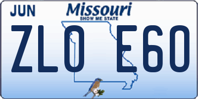 MO license plate ZL0E6O