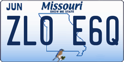 MO license plate ZL0E6Q