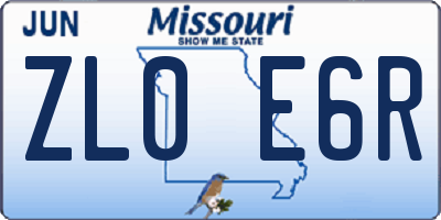 MO license plate ZL0E6R